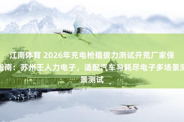 江南体育 2026年充电枪插拔力测试开荒厂家保举指南：苏州王人力电子，适配汽车与耗尽电子多场景测试