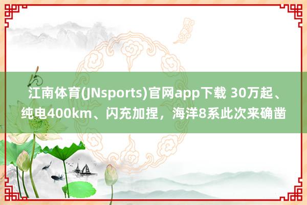 江南体育(JNsports)官网app下载 30万起、纯电400km、闪充加捏，海洋8系此次来确凿