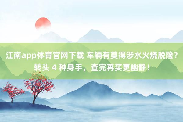 江南app体育官网下载 车辆有莫得涉水火烧脱险？转头 4 种身手，查完再买更幽静！
