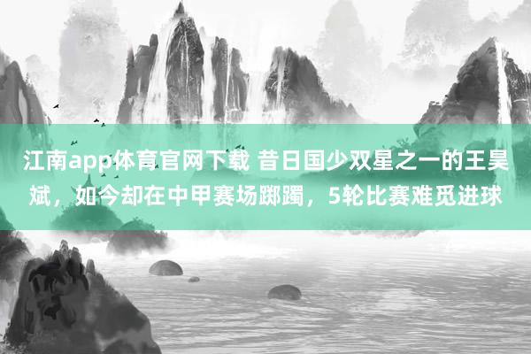 江南app体育官网下载 昔日国少双星之一的王昊斌，如今却在中甲赛场踯躅，5轮比赛难觅进球